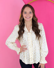 Load image into Gallery viewer, Metallic Gold and Cream Blouse
