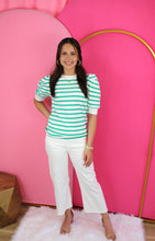 Load image into Gallery viewer, Clover Green Striped Blouse
