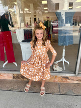 Load image into Gallery viewer, Golden Blooms 3/4 Sleeve Ruffle Twirl
