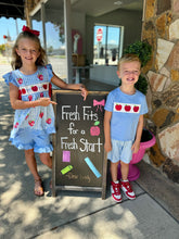 Load image into Gallery viewer, Smocked Apples Gingham Ruffle Set- Girls
