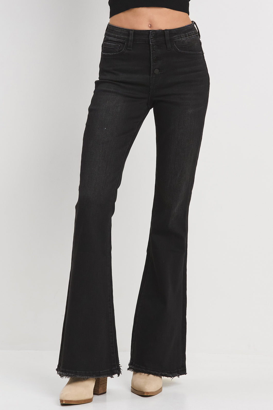 High Rise Black Denim Flare--Jelly Jeans