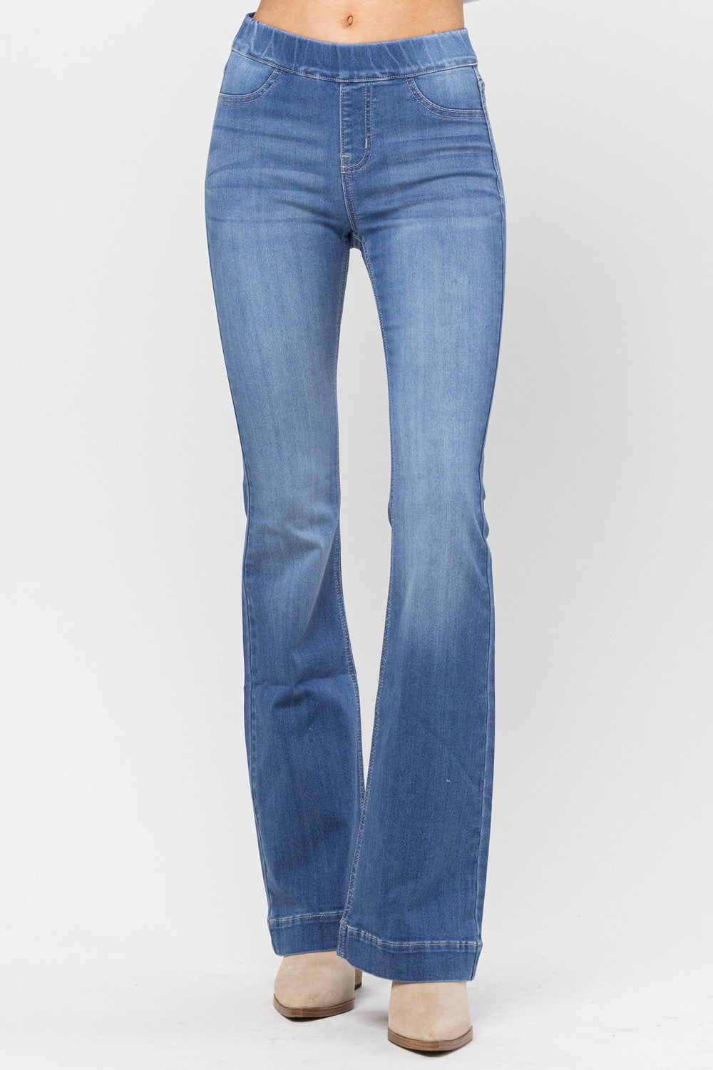 Light Denim Pull on Flares--Jelly Jeans