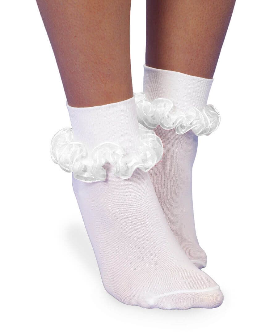 White Frilly Ruffle Lace Socks