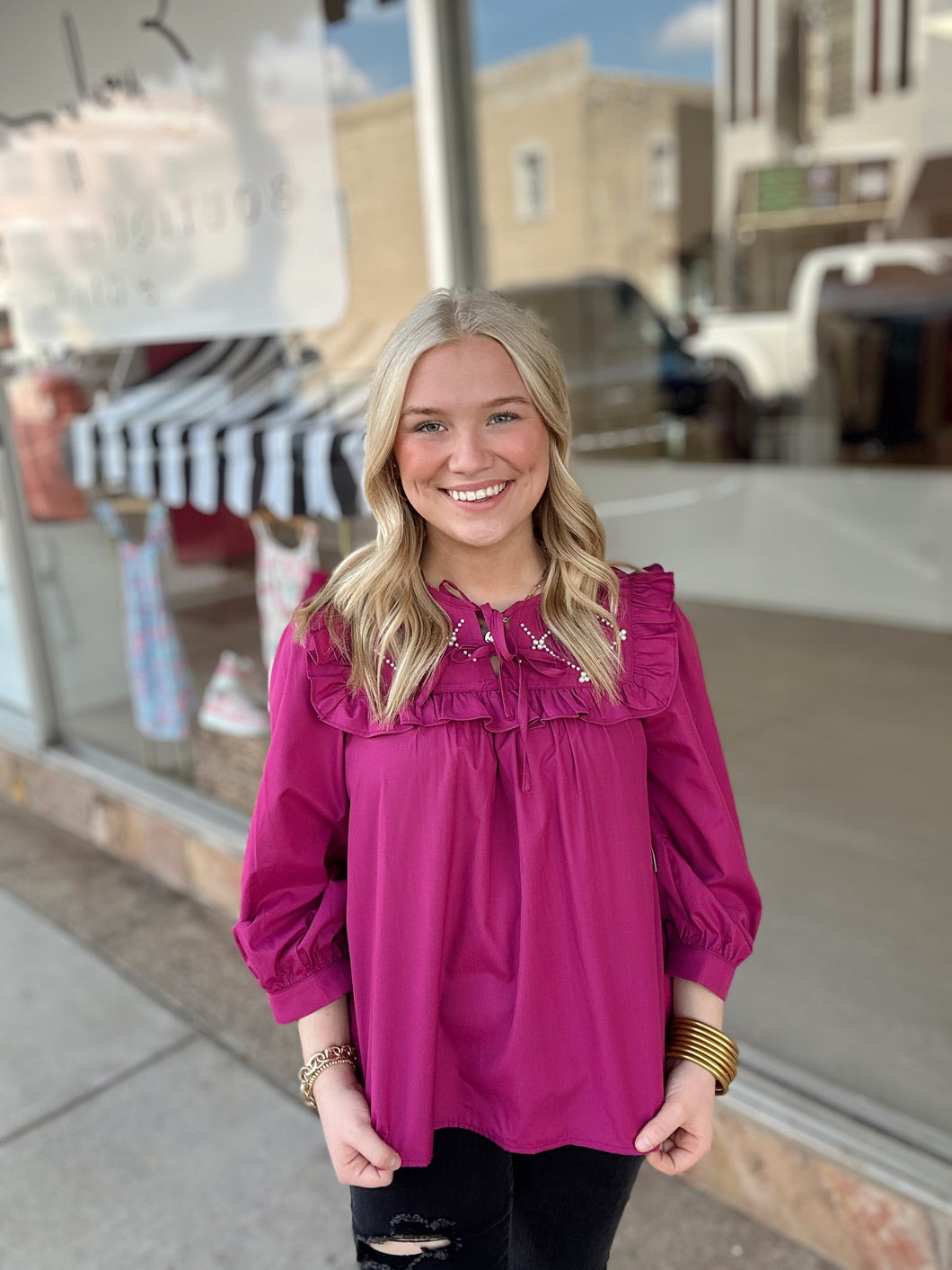 Made You Look Magenta Top