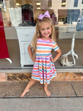 Load image into Gallery viewer, Spring Stripes Twirl Dress
