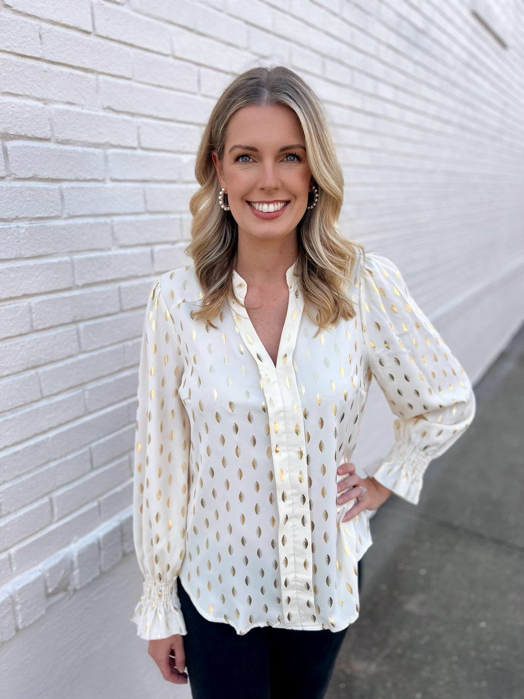 Metallic Gold and Cream Blouse