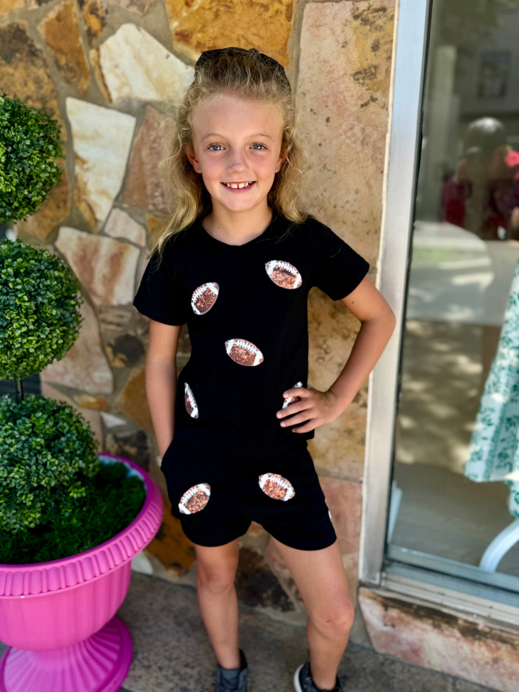 Girls Game Day Football Tee