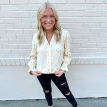 Load image into Gallery viewer, Metallic Gold and Cream Blouse
