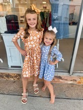 Load image into Gallery viewer, Golden Blooms 3/4 Sleeve Ruffle Twirl
