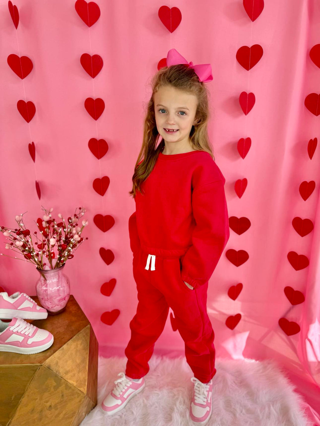 Girls Red Jogger Set