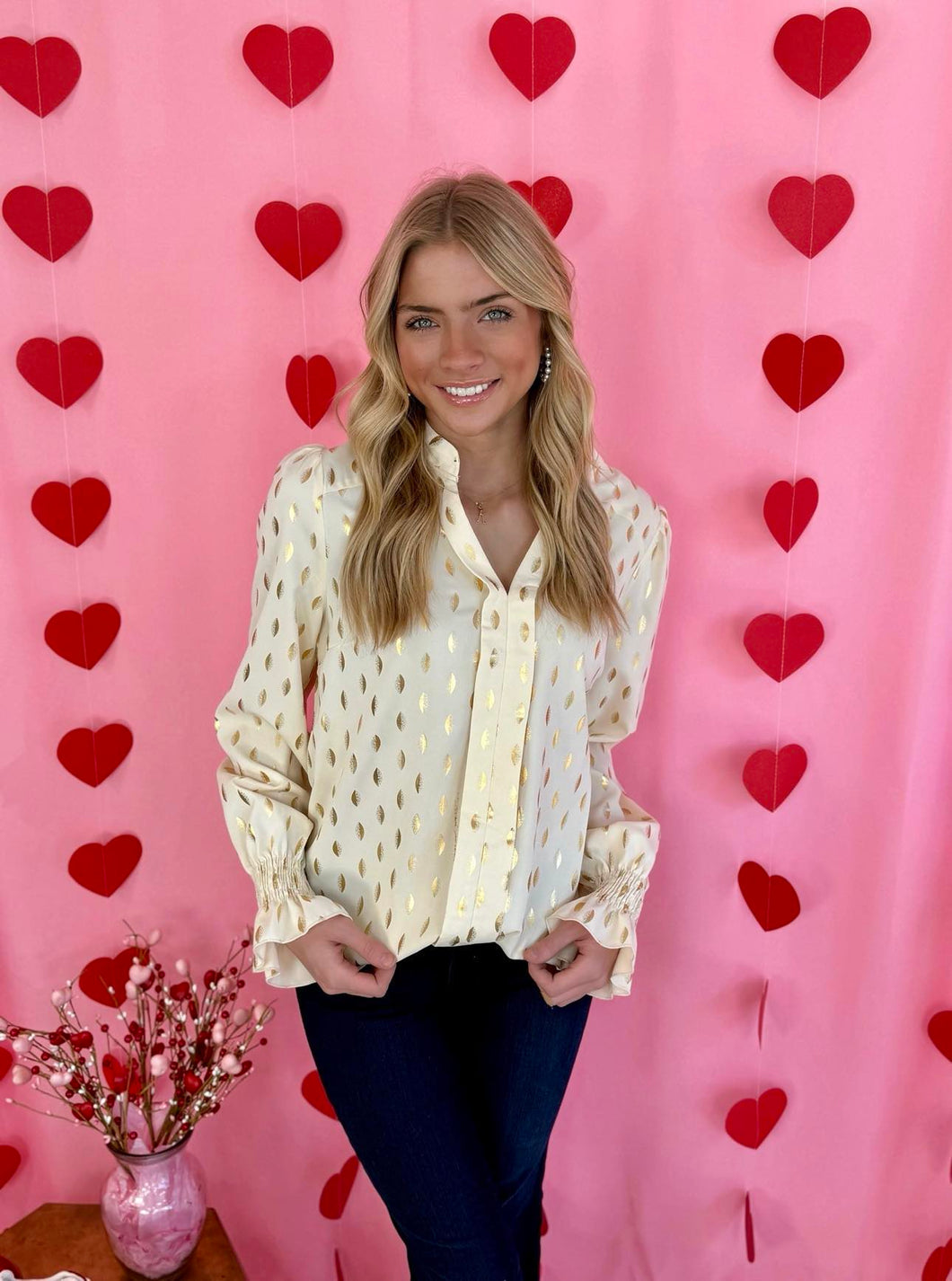 Metallic Gold and Cream Blouse