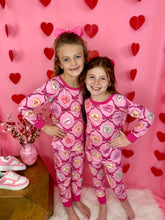 Load image into Gallery viewer, Girls Valentine&#39;s Hearts and Bows Pajama Set
