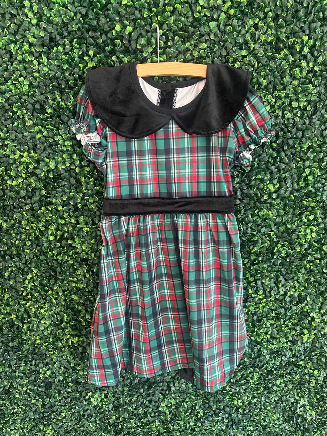 Green Christmas Plaid Dress