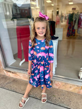 Load image into Gallery viewer, Poppies 3/4 Sleeve Ruffle Twirl Dress
