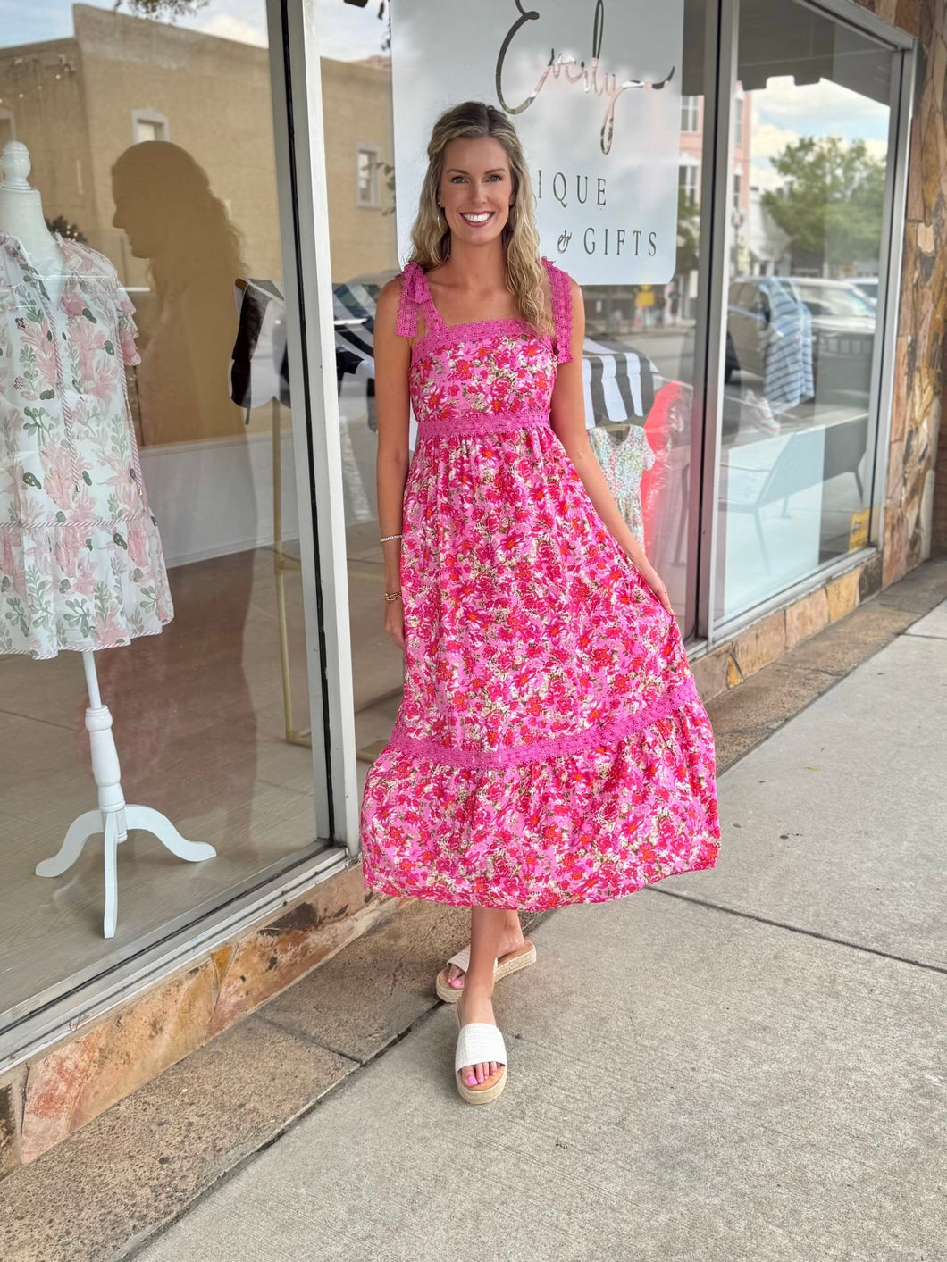 Pretty Please Pink Floral Lace Dress
