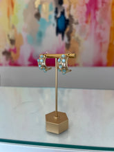 Load image into Gallery viewer, Sky Blue Gem Dotted Antique Hoop Earrings
