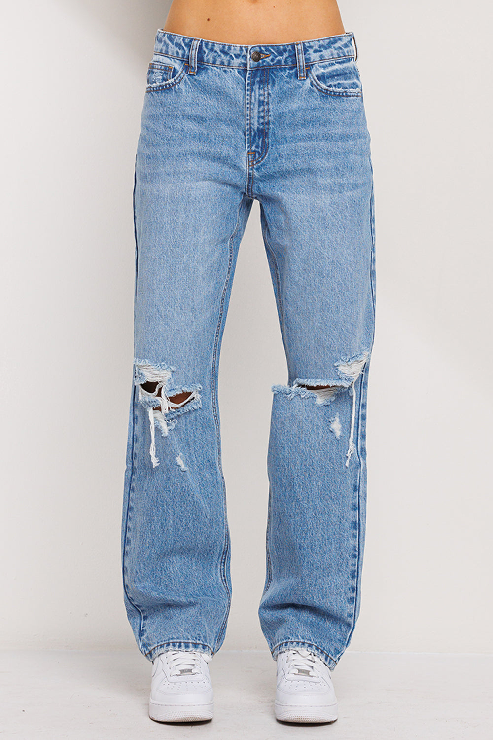 High Rise Boyfriend with Knee Rips--Jelly Jeans