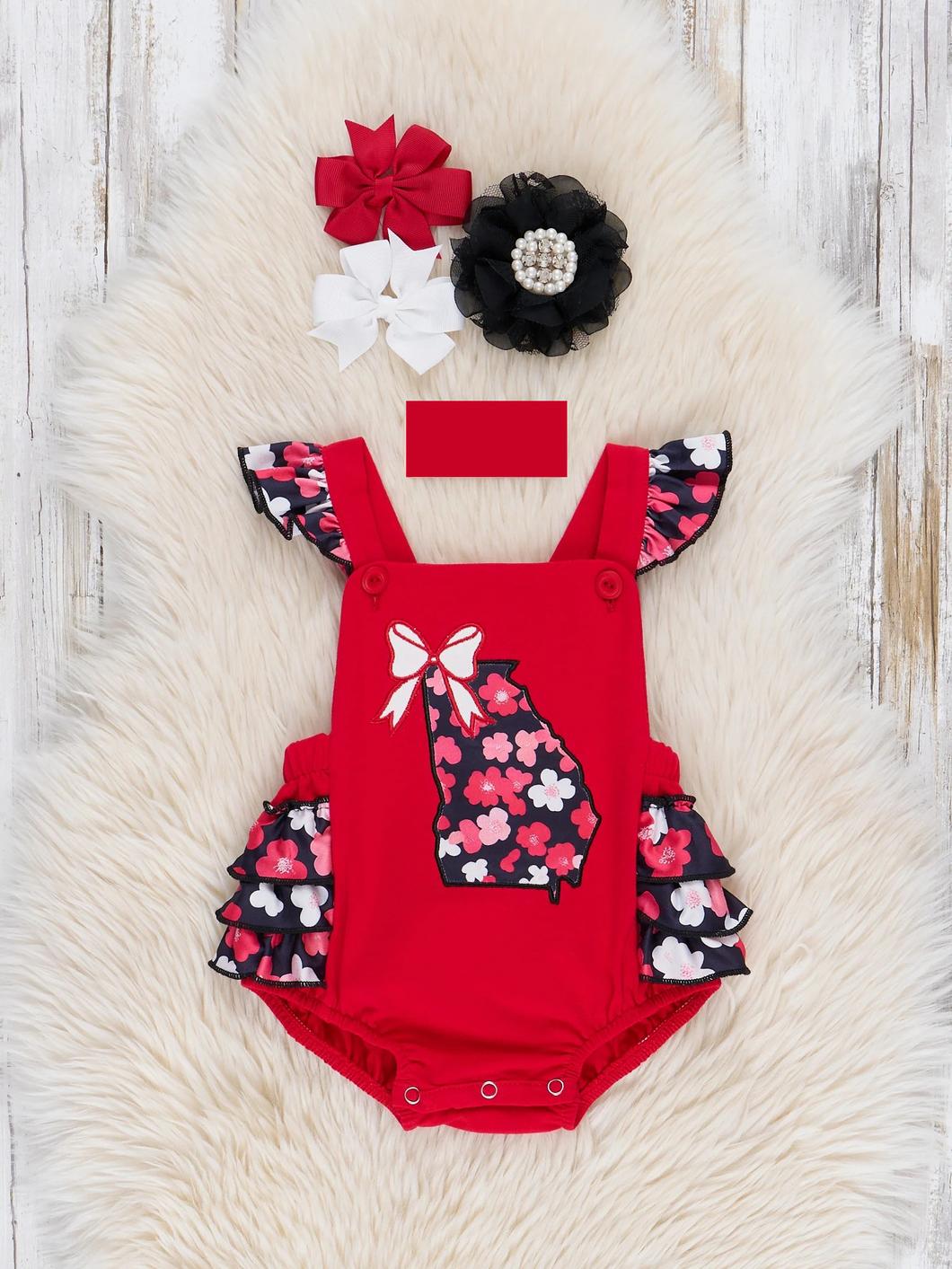 Georgia Embroidered Floral Ruffle Bubble