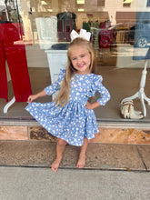 Load image into Gallery viewer, Bluebell 3/4 Sleeve Ruffle Twirl Dress
