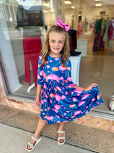 Load image into Gallery viewer, Poppies 3/4 Sleeve Ruffle Twirl Dress
