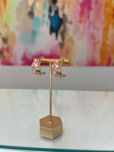 Load image into Gallery viewer, Pink Gem Dotted Antique Hoop Earrings
