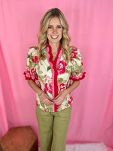 Load image into Gallery viewer, Connie&#39;s Cream &amp; Pink Floral Top
