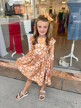 Load image into Gallery viewer, Golden Blooms 3/4 Sleeve Ruffle Twirl
