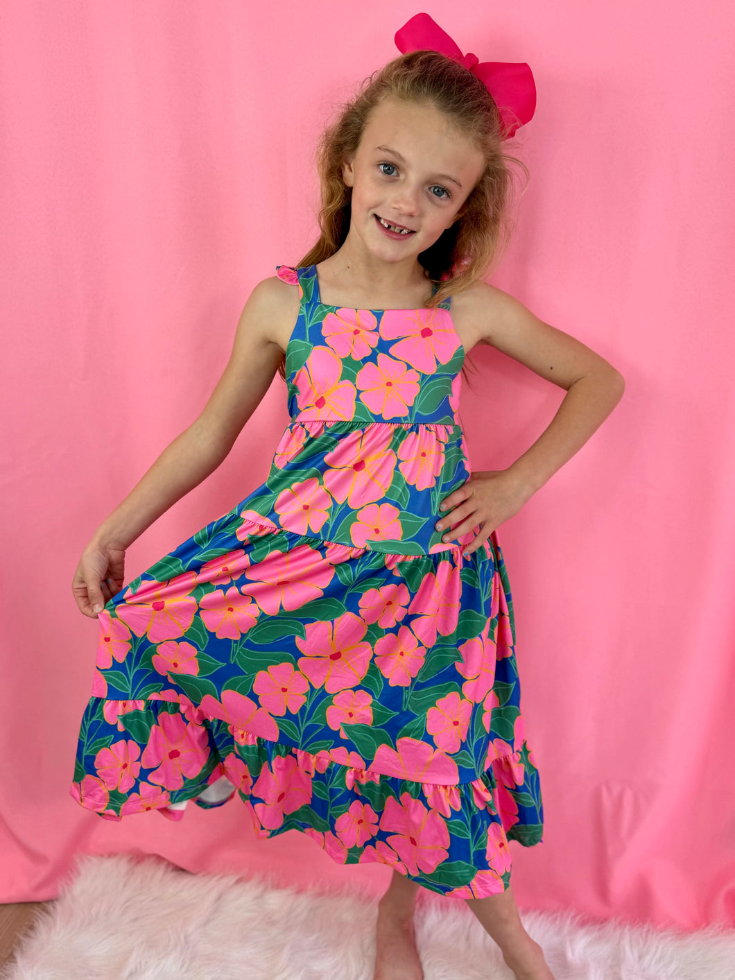 Girls Luau Floral Dress