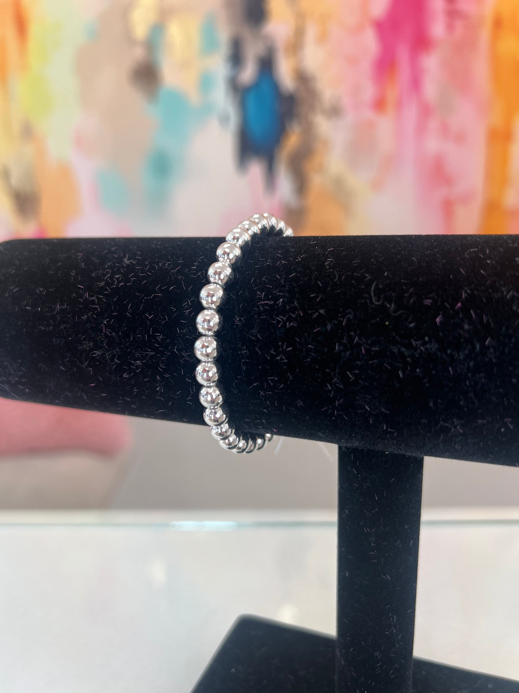 Thick Silver Stretchy Bracelet