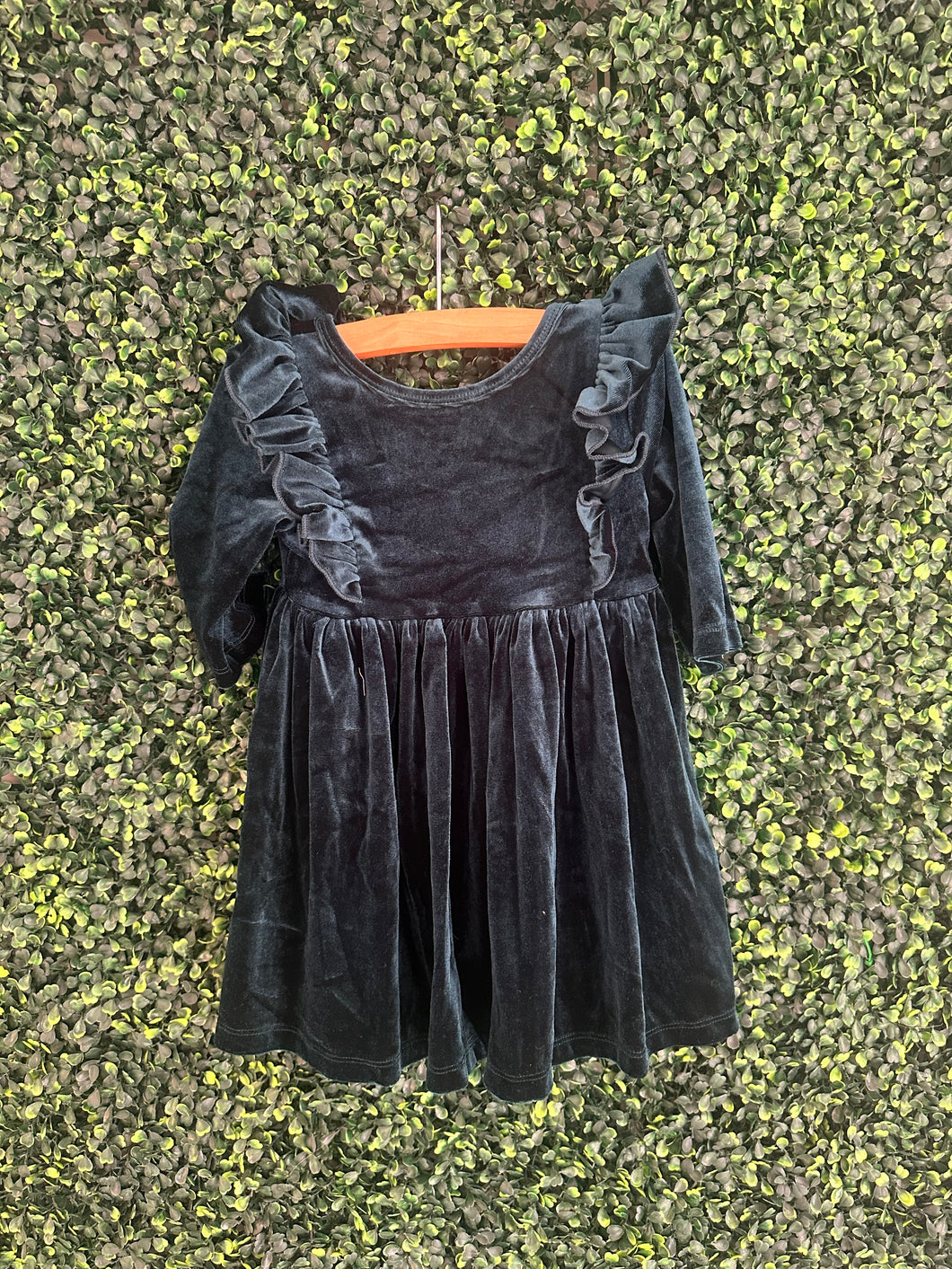 Teal Velvet Ruffle Twirl Dress