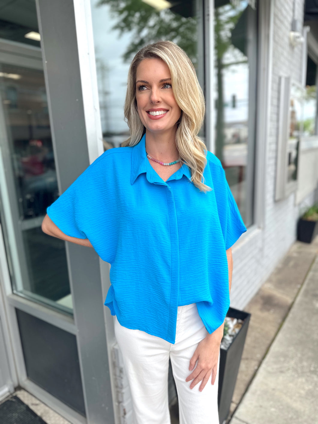Brittney Button Down Top(Deep Sky)