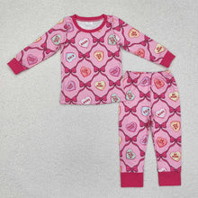 Load image into Gallery viewer, Girls Valentine&#39;s Hearts and Bows Pajama Set
