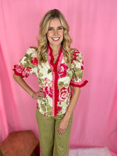 Load image into Gallery viewer, Connie&#39;s Cream &amp; Pink Floral Top
