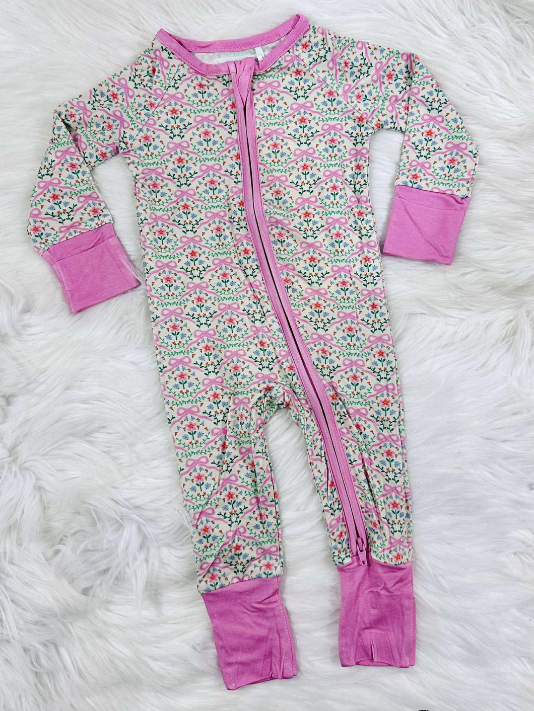 Pink Bow Floral Bamboo Sleeper