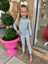 Load image into Gallery viewer, Blue Bow Floral Bamboo Pj Set
