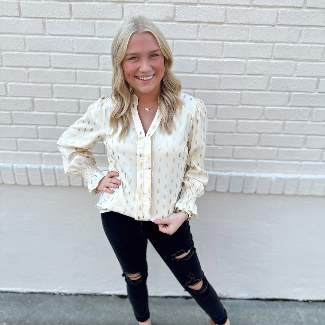 Metallic Gold and Cream Blouse