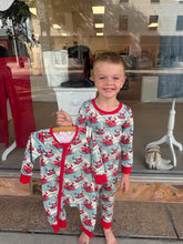 Load image into Gallery viewer, Teal Sleigh Zipper Infant Romper
