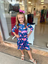 Load image into Gallery viewer, Poppies 3/4 Sleeve Ruffle Twirl Dress
