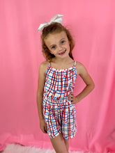 Load image into Gallery viewer, Girls Patriotic Plaid Romper
