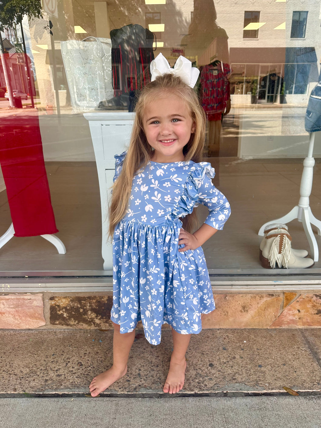 Bluebell 3/4 Sleeve Ruffle Twirl Dress