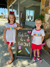 Load image into Gallery viewer, Bright Crayons Embroidered Gingham Ruffle Set-Girls
