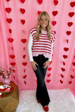 Load image into Gallery viewer, Penelope Pink and Red Striped Sweater Top
