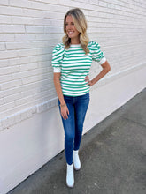 Load image into Gallery viewer, Clover Green Striped Blouse
