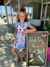 Load image into Gallery viewer, Smocked Apples Gingham Ruffle Set- Girls
