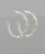 Load image into Gallery viewer, Silver Twisted Hoop Earrings
