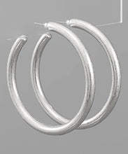 Load image into Gallery viewer, Worn Silver Hoop Earrings
