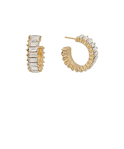 Clear Baguette Hoop Earrings