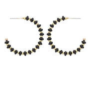 Load image into Gallery viewer, Black and Gold Beaded Hoop Earrings
