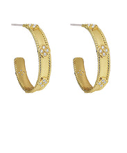 Load image into Gallery viewer, Thin Clover Dotted Hoop Earrings
