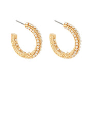 Load image into Gallery viewer, Twisted Pearl Gold Hoop Earrings
